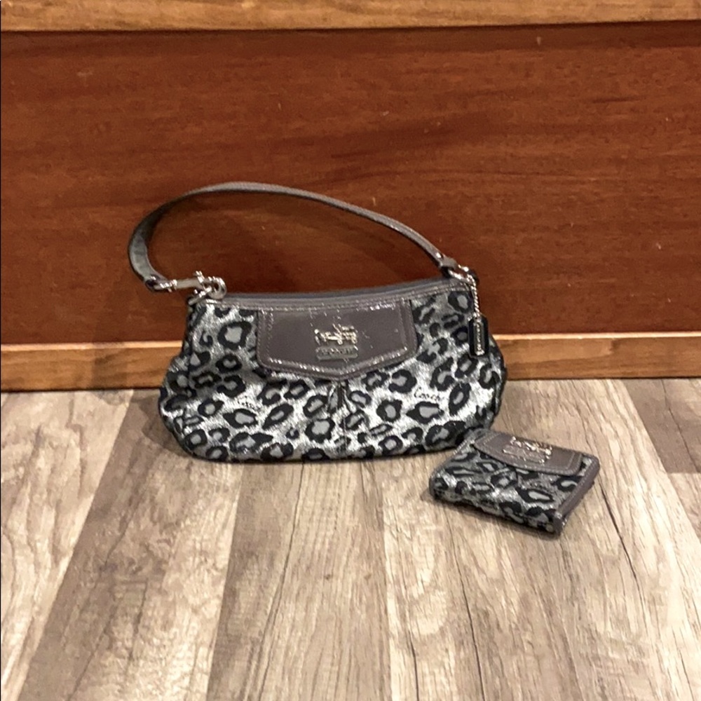Ocelot Leopard Print Coach Purse w/Wallet